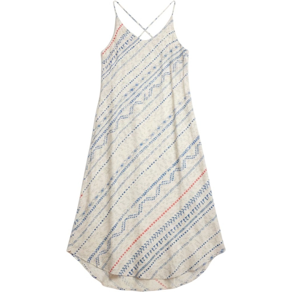 Lush Womens Cream Multi Color Lace Up Back Midi Sundress Boho Chic Coastal Small